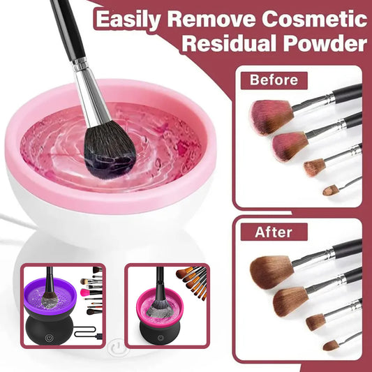 Portable electric makeup brush cleaner