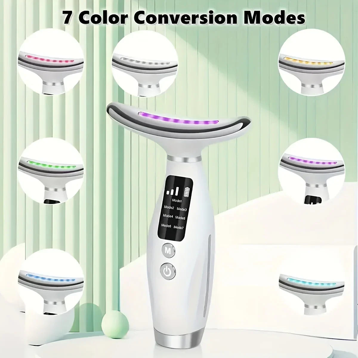 7-Mode LED Neck & Face Beauty Device – Skin Tightening, Lifting & Massage-2