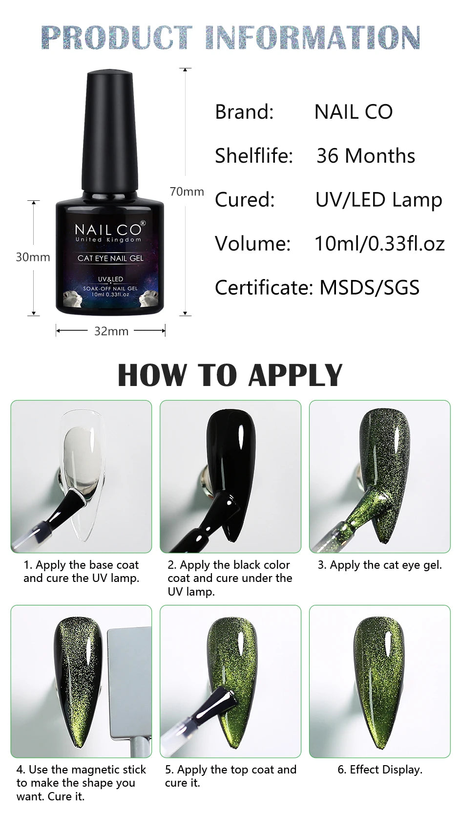 NAILCO Transparent Cat Eye Gel Polish – Crystal Magnetic Gel