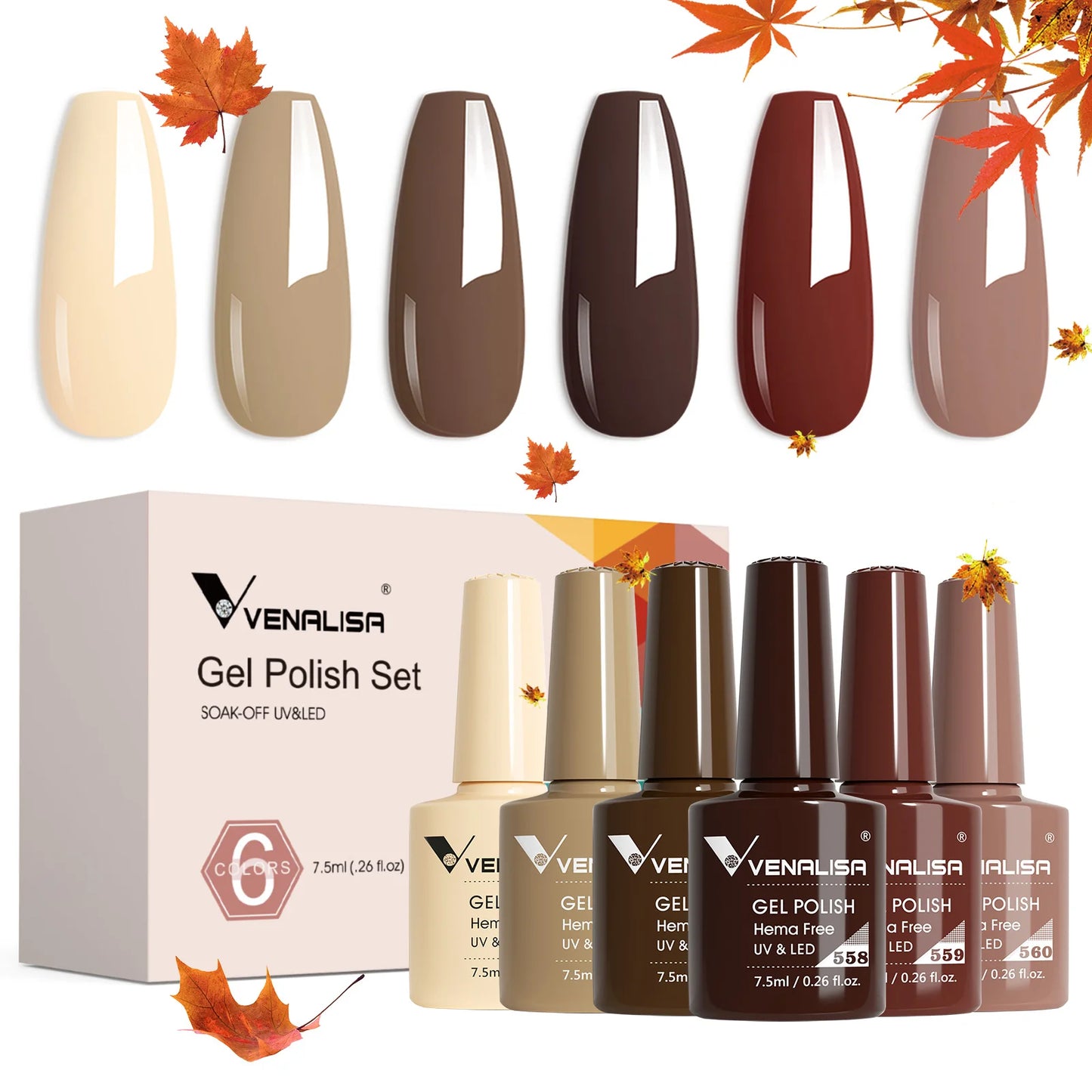 VENALISA – Autumn Earth Tones • 6-Piece Gel Set