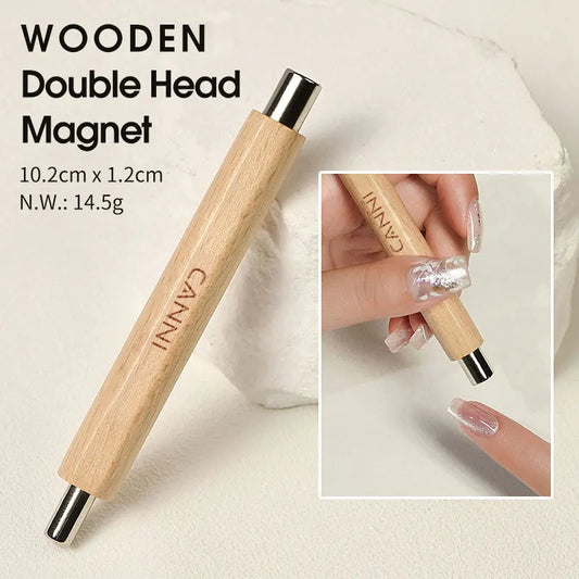 Wooden Double-Head Magnetic Pen – Strumento Professionale per Cat Eye Gel