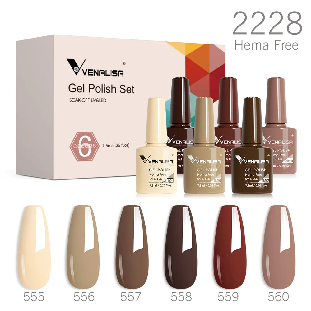 VENALISA – Autumn Earth Tones • 6-Piece Gel Set