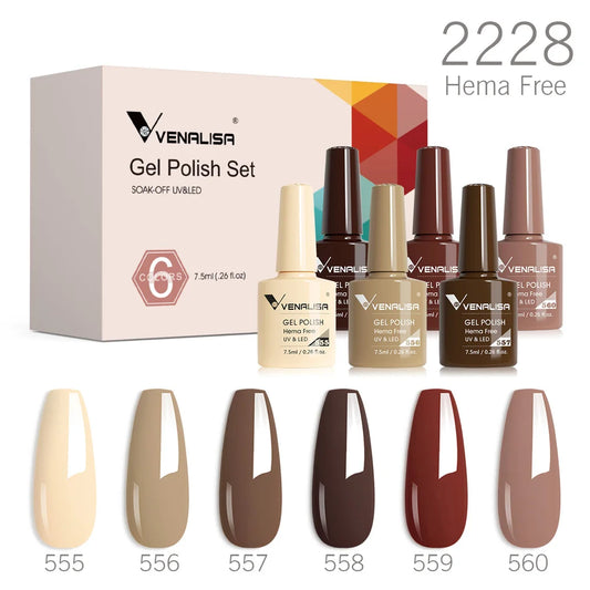 VENALISA – Autumn Earth Tones • 6-Piece Gel Set