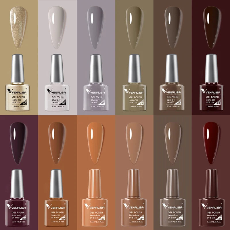 VENALISA – Brown Earth Tones • 12-Piece Gel Set