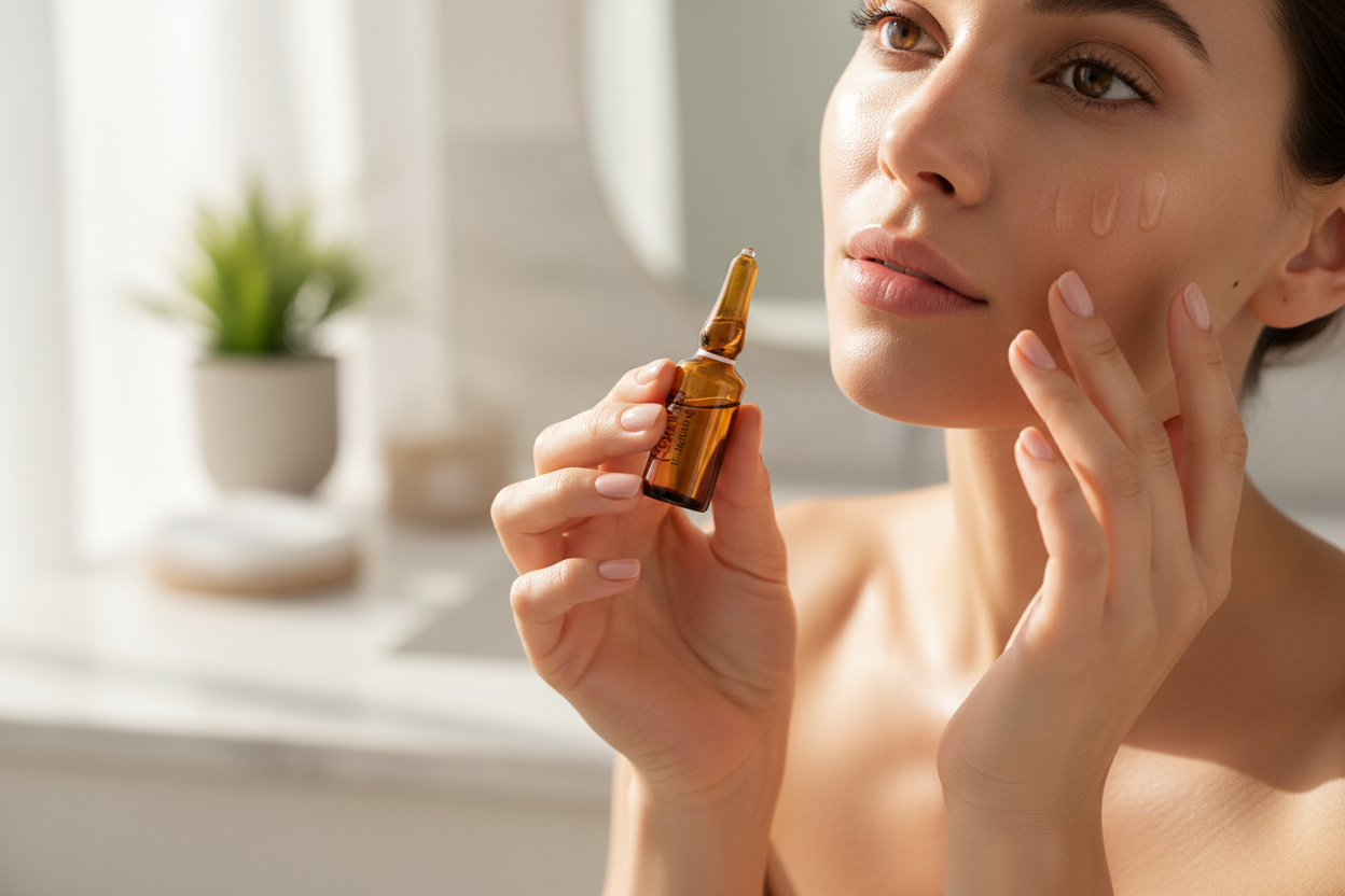 sono fiale marroni ..fai vedere donna che applica il siero dalle fiale